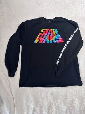 Men’s Star Wars Black Tee XL “May the Force Be with You”